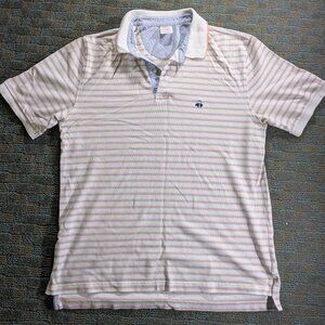Brooks Brothers Performance Polo Men’s L White Original Fit Stripes Blue Orange